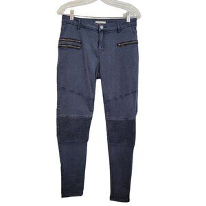 Elan‎ Pants Women Navy Blue Cotton Blend Stretch Casual Size Medium Zip Pockets